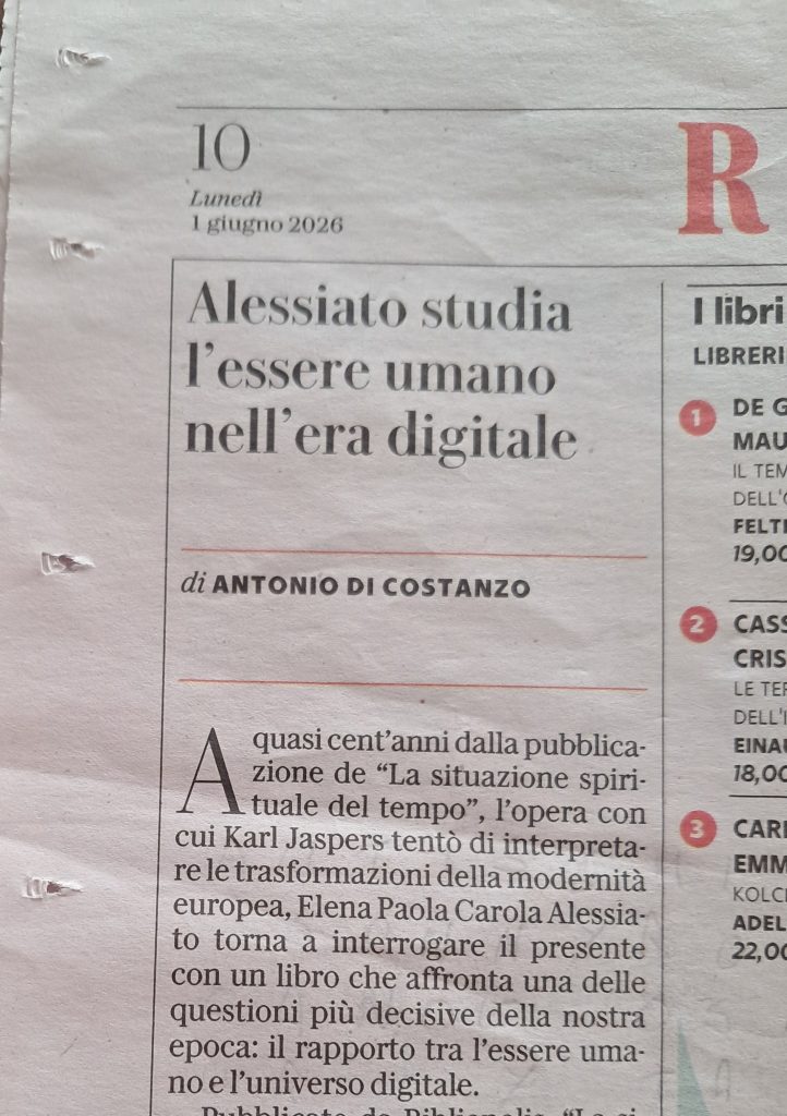 Recensione a La situazione digitale del tempo - Antonio Di Costanzo Repubblica Napoli 1 giugno 2026