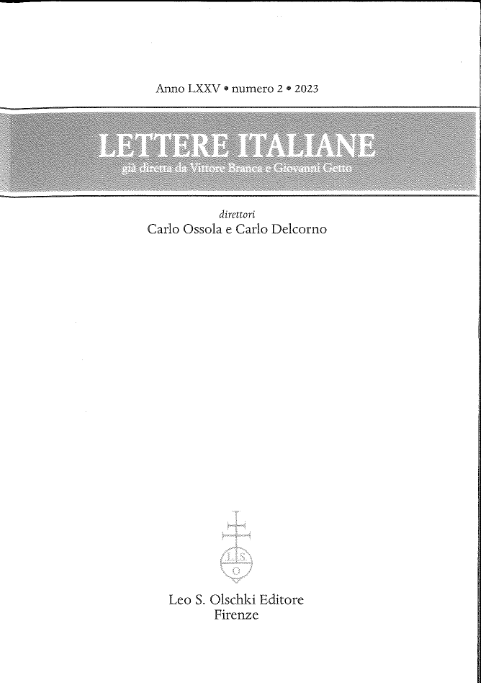 Carlo Ossola, recensione a Poeti e scrittori del Pieno e tardo Rinascimento - Lettere italiane Anno LXXIV num. 2 2023