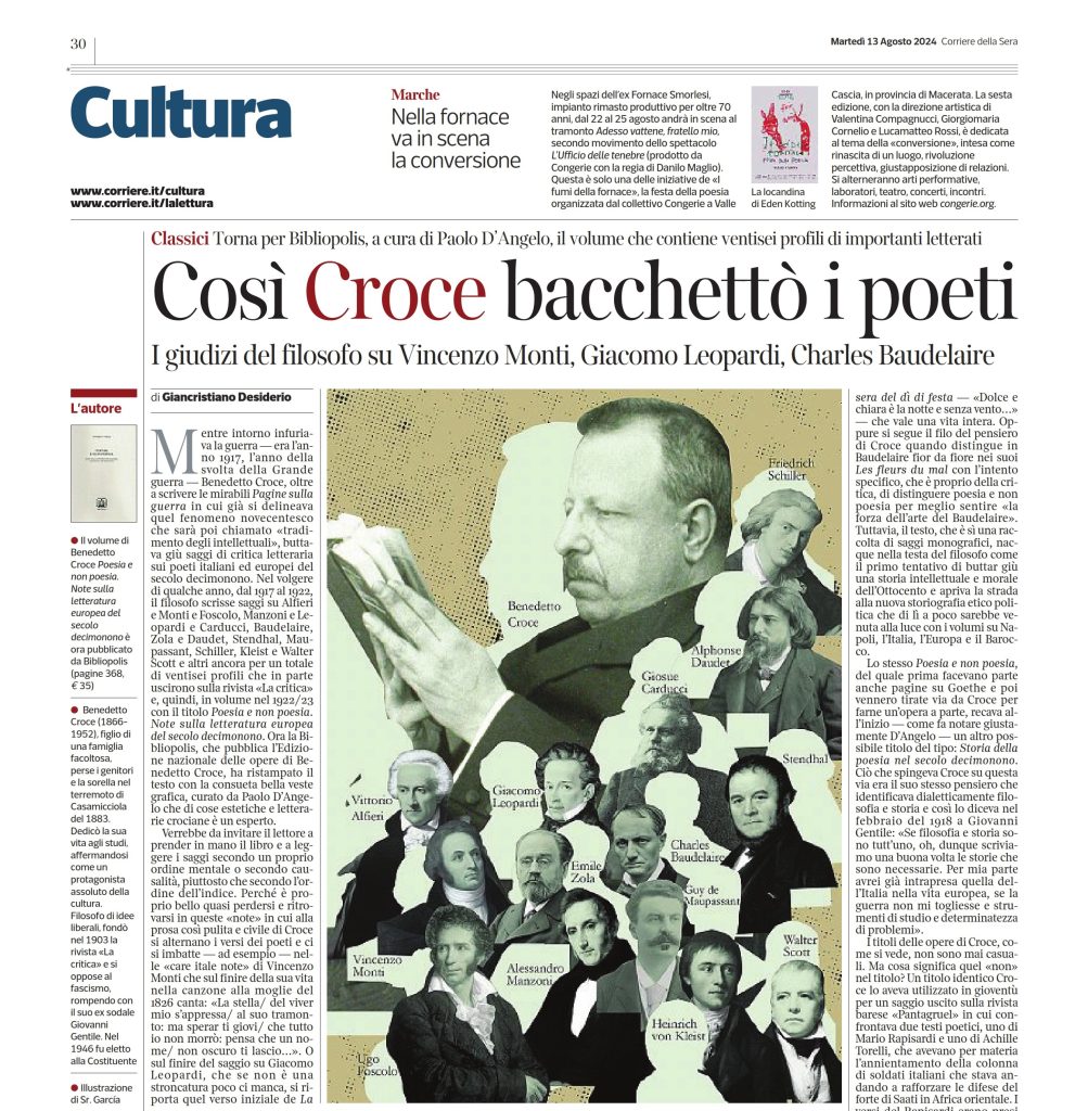 G. Desiderio, recensione a Poesia e non poesia Corriere della sera 13 agosto 2024